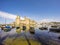 The skyline of Caernafon in Wales during high tide - United Kingdom