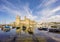 The skyline of Caernafon in Wales during high tide - United Kingdom