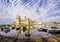 The skyline of Caernafon in Wales during low tide - United Kingdom