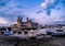 The skyline of Caernafon in Wales during low tide - United Kingdom