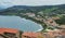 Skyline of castelsardo with the road