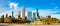 Skyline of Chicago and Buckingham Fountain at Grant Park in Illinois, United States