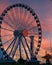 The skyline of Chicago, Illinois, illuminated by the lights of the Ferris wheel at Navy Pier