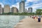 Skyline of Chicago, Illinois from North Avenue Beach on Lake Mic