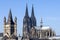 Skyline city Cologne with historic churches