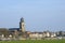 Skyline city Deventer and river Ijssel