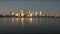 Skyline of the city of perth and the swan river in western australia at dusk