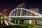 Skyline of Columbus, Ohio from Bicentennial Park bridge at Night