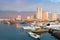 Skyline of downtown and marina of Iquique from the port