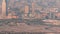 Skyline of the Dubai city with modern skyscrapers in Deira and Zabeel district aerial timelapse