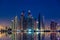 Skyline of Dubai Marina in the evening