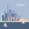 Skyline of Dubai, modern flat design, background