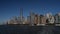 Skyline with famous skyscrapers of Manhattan and East River. Water tour to the island of Liberty.