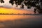 Skyline of Hanoi city, Vietnam on sunset over lake