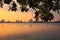 Skyline of Hanoi city, Vietnam on sunset over lake