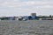 Skyline of Harbor Blvd, Weehawken, New Jersey across Hudson River from Manhattan, USA