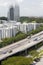 Skyline and highway traffic in Singapore city