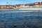 Skyline of historic city Landsberg at Lech river