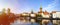 Skyline of the historic city of Luebeck with Trave river in summer, Schleswig-Holstein, Germany