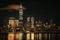 Skyline of the illuminated Manhattan at night