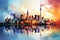 Skyline impressions Urban vector cityscape with silhouetted skyline, an enchanting panorama