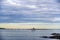 Skyline lighthouse with stormy sky on the Atlantic coast