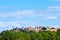 Skyline of little medieval town of Monteriggioni, Tuscany, Italy