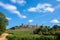 Skyline of little medieval town of Monteriggioni, Tuscany, Italy