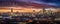 The skyline of London, United Kingdom, during an intense sunset