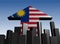 Skyline and Malaysia flag arrow