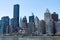 Skyline of Midtown Manhattan during Spring along the East River in New York City