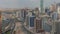 Skyline with modern architecture of Dubai business bay towers timelapse. Aerial view