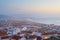 Skyline Nazare town dusk Portugal