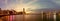 Skyline panorama of Colorful magnificent sunset city view of Central and kowloon on both sides of Victoria Harbour, Hong Kong,