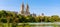 Skyline panorama with Eldorado building and reservoir with boats in Central Park in midtown Manhattan in New York City