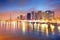 Skyline of Paris at night with seine