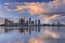 Skyline of Perth, Australia at sunset