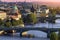 Skyline of Prague over Vlatava river