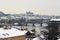 Skyline of Prague in winter