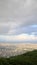 Skyline, rainbow, lover locks and satelite from top of mountain Moiwa, Hokkaido, Japan