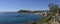 Skyline of Salivoli marina and coast, Piombino, Tuscany, Italy