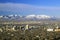 Skyline of Salt Lake City, UT with Snow capped Wasatch Mountains in background