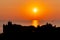 Skyline of The Sanctuary of Santa Maria dell'Isola of Tropea at sunset, Calabria, Italy. Landmarks of Calabria