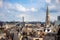 Skyline with the tower of Town Hall at Brussels, Belgium