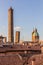 Skyline of towers in Bologna, Ita