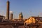 Skyline of towers in Bologna, Ita