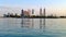 Skyline view of Dubai skyscrapers from the speedboat