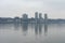 Skyline of West New York and Guttenberg New Jersey on a Foggy Day along the Hudson River