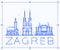 Skyline Zagreb, Croatia vector city buildings line