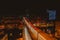 Skyline of zurich by night with the prime tower building